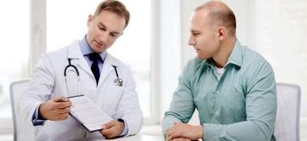 A urologist treats pathological discharge in a man